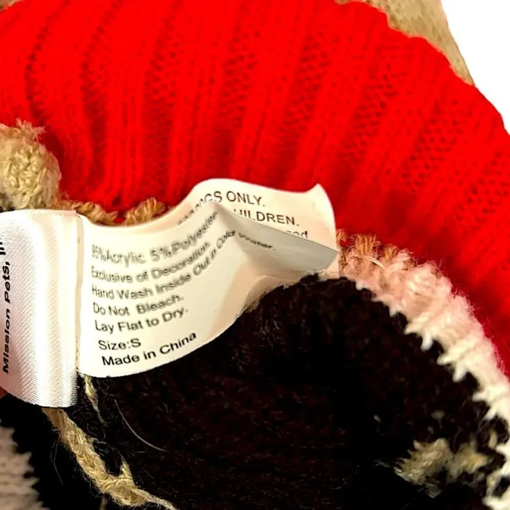 Simply Wag Red and Tan Dog Puppy Deer Holiday Sweater Size Small NWT